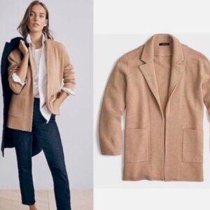 J.CREW Sophie Open Front Sweater Blazer Heather Khaki Tan J0244 Wool Blend Small